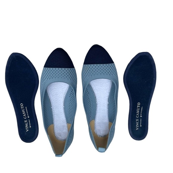 Vince Camuto Femils Blue Washable Cap Toe Ballet Flat - Size 6 1/2 - Picture 10 of 14